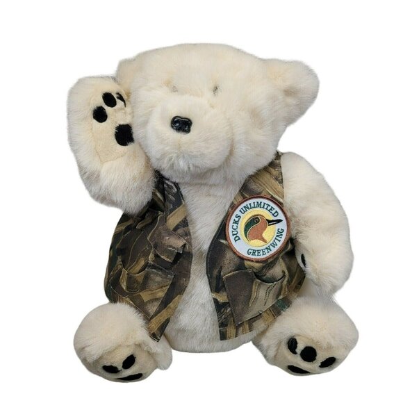 Ducks Unlimited Greenwing Plush Bear Camo Vest Stuffed Animal - Picture 1 of 9
